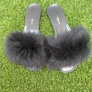 DIVA Lounge Black Fluffy Slippers